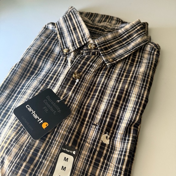 NWT Carhartt Men’s Button Up Plaid Shirt Medium 100% cotton - Picture 6 of 7